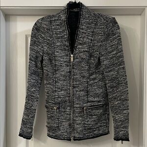 Karl Lagerfeld textured Black & White Zip Front Jacket